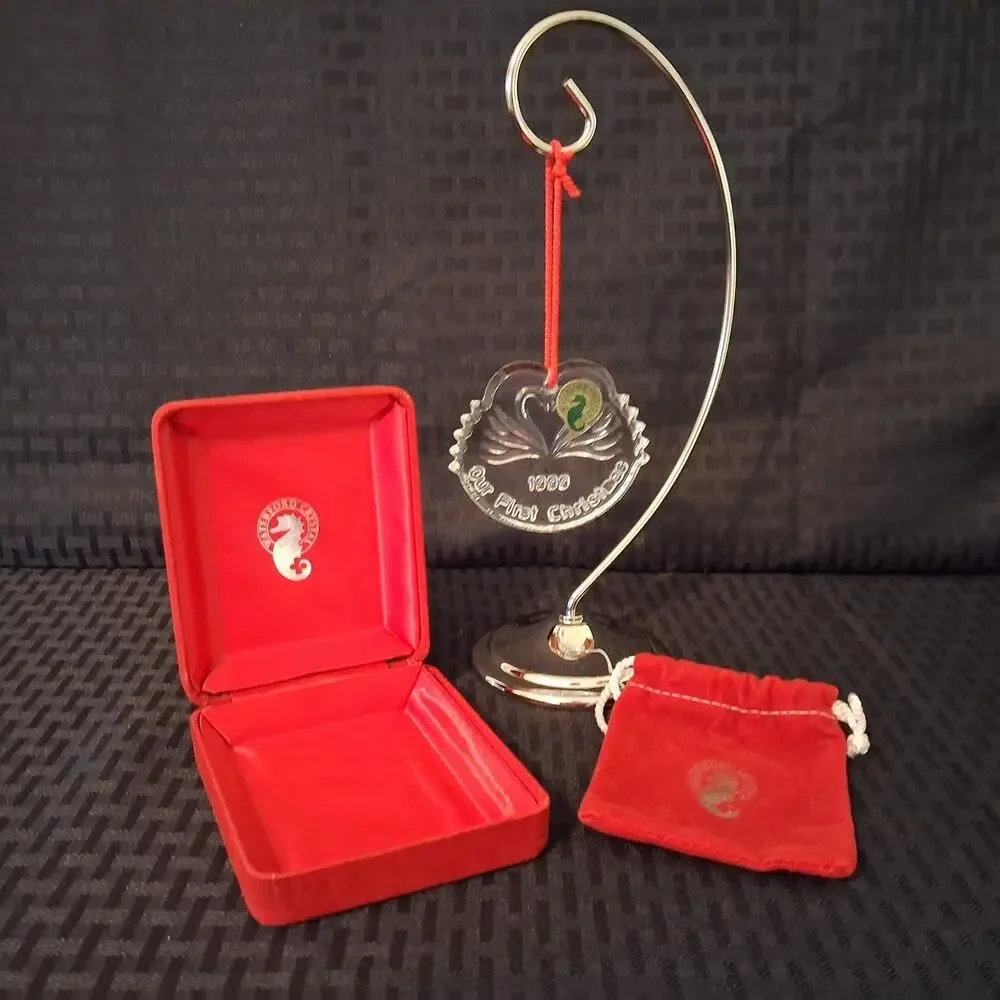 Waterford Christmas Swan Ornament 1999 Our First Christmas EUC